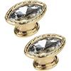 limiao123 2 Pezzi Maniglia per armadi in cristallo, maniglia per porta, Pomelli con strass di cristallo, per Guardaroba Comò Cassetto Decorazione con Viti Accessori (singth hole,Golden White)