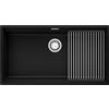 PRIMAGRAN Lavello sottotop Nero 86x47cm, Lavandino in Granito a 1 vasca + Set di accessori, Lavabo da Cucina al Mobile 90cm - Prague 90 Level S673