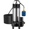 Wiltec Pompa sommersa acque nere con trituratore e galleggiante 31.200 l/h 2200 W, prevalenza 10m