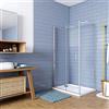 GENERIC 195cm Box Doccia Angolare Porta Battente Pieghevole con Parete Fissa 80x80cm in Vetro Temperato 6 mm Anticalcare Barra Stabilizzatrice da 90 cm Cromo Lucido