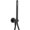 Inbagno Kit doccia completo nero opaco in ABS, doccino tondo monogetto, supporto con presa acqua e flessibile antitorsione 150 cm