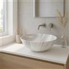 WITIT INTERIORS WITIT Lavabo lavandino lavello da appoggio in ceramica effetto marmo ROTONDO 405 X 405 X 150 mm MOD.6203 vari colori a scelta (Grigio Striato M7)