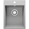 PRIMAGRAN Lavello da Cucina Grigio 38x50cm, Lavandino in Granito a 1 vasca + Sifone Classico, Lavabo da Cucina Incasso al Mobile 40cm - Riga S039
