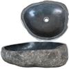 Wakects Lavandino Ovale in Pietra di Fiume, Lavabo in Pietra Naturale per Bagno, Lavello della Creativo Lavabo da Appoggio (38-45cm)