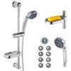 EUROSTAR by Eurogross Kit Asta Doccia Saliscendi con soffione 8 getti di acqua multifunzione, con tubo e portasapone, in ABS cromato, colonna per vasca da bagno