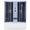 SANOTECHNIK Cabina doccia completa NEVADA 87×154×225 cm - Doccia All-in-One | Vetro di sicurezza da 5 mm, generatore di vapore, 8 getti massaggianti, soffione LED, radio touch, vasca da 48 cm, PR150