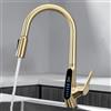 XJTNLB Rubinetto Cucina 3 Vie Doccetta Oro Spazzolato Rubinetto Collo di Cigno Monocomando Miscelatori Da Cucina con Display Miscelatore Acqua Potabile in Ottone