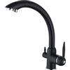 YWJFSA Rubinetto 3 Vie per Depuratore Rubinetto Lavello Cucina Acqua Calda E Fredda E Doppia Maniglia,Nero