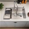 KOKANIGODVA Lavandino Cucina 80x50 CM, Lavello Cucina 1 Vasca con Rubinetto Estraibile per Acqua Calda,Lavello in Acciaio Inox con Set di Drenaggi,Installazione a Sopratop o Filotop