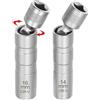 Generic SET 2 CHIAVI A BUSSOLA DA 3/8 CON SNODO PER CANDELE DA 14 & 16 mm LUNGHEZZA 97 mm
