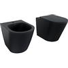 Parama Sanitari in ceramica filomuro nero opaco vaso rimless bidet sedile soft-close chiusura rallentata mod. Vienna