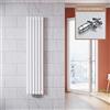 ELEGANT - Radiatore verticale di design, colore: bianco, 1600 x 354 mm, con termostato multiblocco, cromato, a doppio strato, collegamento centrale, scaldasalviette