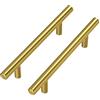Goldenwarm 5 Pezzi Maniglie per Mobili da Cucina Maniglie Ottone Maniglie Armadio Maniglie Oro -LS201GD102 Maniglie Cassetti Maniglie Acciaio Inox Maniglie per Bambini Maniglie Cameretta 102mm