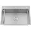 Duoruameng Lavello da incasso in acciaio inox, moderno, 60 x 35 cm, 1 bacino con filtro e tubo di uscita dell'acqua, adatto per cucina, sala da pranzo, bar (senza dispenser di sapone)
