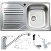 Fhuller Lavello Cucina 1 Vasca Destra con Gocciolatoio Sinistro cm. 86 X 50 Acciaio Inox e Miscelatore
