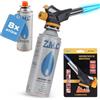 Z.M.C Bruciatore a gas 1,3 kW + 8 cartucce a gas da 227 g, bruciatore flamber fino a 1300 °C, bruciatore Bunsen con accensione piezoelettrica, bruciatore da cucina con fiamma regolabile, temperatura