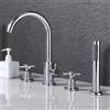 XJTNLB Rubinetto Bordo Vasca da Bagno a Doppia Croce Rubinetteria Bordo Vasca 4 Fori, Rubinetto Girevole con Soffione e Doccetta Cromo,4 Fori