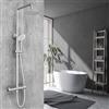 OCEAN ITALY S.R.L. OCEAN ITALY Set Doccia con Soffione e Doccetta Rotondi in Acciaio INOX, Colonna Doccia Termostatica, Saliscendi Doccia Regolabile in Altezza, Kit Doccia con Miscelatore Termostatico