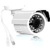 DISCORAMA TELECAMERA CCTV 2 MPX CCD, VIDEO CAMERA VIDEOSORVEGLIANZA AD INFRAROSSI HD 1080P PAL, VIDEOCAMERA 24 LED 3,6MM 2000TVL 12V/1A