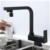 ZPSPZ Rubinetto da Cucina 3 Vie Pieghevole Rubinetto Cucina 3 in 1 Ottone Acqua Fredda e Calda Girevole Miscelatore Cucina 3 Vie Osmosi-Nero