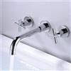 FQYEP Rubinetto A Parete per Lavatoio 3 Fori Miscelatore Lavabo Bagno Vintage Doppia Maniglia Ottone,Placcatura