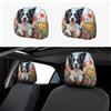 CSIVKEJ Cute Border Collie Dog Print Car Poggiatesta Coperture 2 Pezzi Sedile Auto Poggiatesta Protector Fit Most Veicoli Auto Interior Accessori