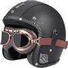 EBAYIN Casco vintage retrò Scooter Casco jet ciclomotore Casco mezzo casco in pelle 3/4 con visiera Casco aperto per uomo e donna Certificazione DOT ECE,J-XL=(61~62cm)