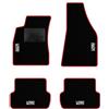 QUEMAR Tappetini Auto compatibili con Audi A4 (B6 B7) 2000-2008 / Kit Tappeti in Moquette e Gomma su Misura (Set 2 Anteriori+2 Posteriori)/Ricami e Colori Personalizzati (Bordo Rosso, 4 Ricami)