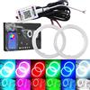 Qasim 1 paio da LED COB Fari Angel Eyes RGB Halo Rings Anello Halo 110MM per Auto da Moto DRL Spia Faro con Coperchio Controllo dell'APP mobile Bluetooth 12V DC