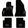 QUEMAR Tappetini Auto compatibili con 500L / Kit Tappeti in Moquette e Gomma su Misura (Set 2 Anteriori + 2 Posteriori)/ Ricami e Colori Personalizzati (Bordo Nero, 4 Ricami)
