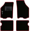 QUEMAR Tappetini Auto compatibili con Lancia Ypsilon 3 porte 2003-2011/ Kit Tappeti Moquette e Gomma su Misura (Set 2 Anteriori + 2 Poster.)/ Ricami e Colori Personalizzati (Bordo Rosso, 1 Ricamo)
