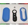 Car Passion TOPBEST Cover Chiave Guscio + Tasti Tastini in Gomma + Gancio Portachiavi Compatibile con Fiat 500 Grande Punto Evo Bravo Panda 500l Lancia Y Ypsilon Musa Delta Scocca Azzurro