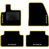 QUEMAR Tappetini Auto compatibili con Range Rover Evoque II dal 2019/ Kit Tappeti Moquette e Gomma su Misura (Set 2 Anteriori +2 Posteriori)/ Ricami e Colori Personalizzati (Bordo Giallo, 4 Ricami)