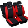 Lupex Shop Coprisedili auto compatibili con C3, Made in Italy, tessuto poliestere, set sedili completi anteriori e posteriori (Nero - Rosso)