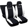 Lupex Shop Copri-sedili Auto Compatibili Punto | Set Coprisedili Anteriori e Posteriori | Logo Ricamato | Airbag Compatibile | Accessori Auto Interno (Nero/Bianco)