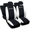 Lupex Shop Coprisedili auto compatibili con Arona, Made in Italy, tessuto poliestere, set sedili completi anteriori e posteriori (Nero - Bianco)