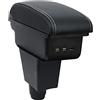 OYHCM Bracciolo centrale per Dacia Logan Sandero 2012-2019,3 USB | Per Logan Sandero Bracciolo,2 USB + USB-C,Doppio vano portaoggetti,Coperchio scorrevole,Pelle PU,Installazione senza forare