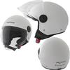 A-Pro Casco Jet Moto Scooter Visera Antigraffio Argento Backline ECE 22-06 Bianco S