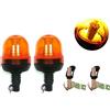 Generic 2 Girofari Lampeggiante 60 LED Rotante Base Asta Flessibile con 2 Supporti Piantone a L 12v 24v per Camion Trattore Veicolo