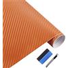 NewL - Rotolo di pellicola adesiva 3D in vinile in fibra di carbonio con sistema di fuoriuscita dell'aria per evitare la formazione di bolle, colore Arancione, 5 x 900 cm
