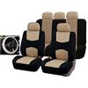 GODGETS Coprisedili Auto Universali Set Completo con Copri Volante - Coprisedili per Auto Anteriori e Posteriori - 4 Colori Disponibili,Nero Beige,5 * Posti + 1 * Coprivolante