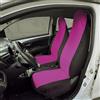 Rebeca Shop Coprisedili auto compatibili per Aygo, Twingo, C1, 108, Zoe versioni dal 2014 Made in Italy, Con banda centrale colorata, tessuto poliestere, set coprisedili anteriori (Fucsia/Nero)