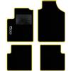 QUEMAR Tappetini Auto compatibili con 500 dal 2007 anche Hybrid/Kit Tappeti in Moquette e Gomma su Misura (Set 2 Anteriori + 2 Posteriori)/ Ricami e Colori Personalizzati (Bordo Giallo, 1 Ricamo)