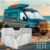 MJS Set di 3 coperture termiche interne per parabrezza Ford Transit 3 pezzi, protezione UV, set di tende termiche interne con retro grigio, copertura pieghevole per schermo argentata