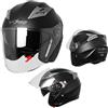 A-PRO SRL Casco Jet Moto Scooter Omologato ECE 22 Visiera Parasole Antigraffio Nero Opaco XS