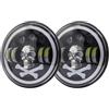 HGYFS5 Faro Moto Fari LED RGB Da 7 Pollici Con Teschio Halo Angel Eyes DRL Skull Devil Eye Ghost Faro Rotondo Per C10 Per Camaro Pickup Fari per Moto(2Pcs)