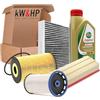 kW&HP KIT TAGLIANDO 4 FILTRI E 5 LT LITRI OLIO MOTORE ORIGINALE 5W30 COMPATIBILE CON PASSAT B7 GOLF VI 1.6 TDI, TIGUAN, Q3 2.0 TDI