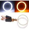 Qasim 1 coppia di LED COB Fari Angel Eyes 95MM 4014 132SMD Bianco+Amber Switchback Anello Halo Occhi d'Angelo Universale per Auto Moto per DRL Faro Fendinebbia DC12V
