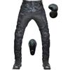 SHAIYOU Pantaloni Protettivi da Moto Jeans Mimetici da Uomo Traspiranti e Resistenti All'usura con 2 Paia di Protezioni Per Fianchi e Ginocchia Rimovibili (Blue,M)
