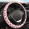QWEFVB Coprivolante per auto, motivo a cuore rosso e bianco, antiscivolo, universale, 38 cm, decorazione per interni auto, per donne e uomini
